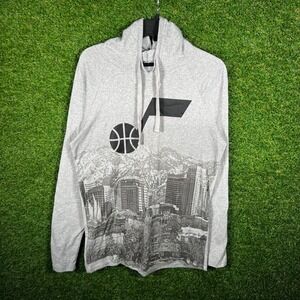 Stadium Essentials Utah Jazz NBA Hoodie Mens Small Gray SLC Skyline Graphic